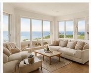 Light-filled coastal living room