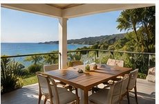 Outdoor dining with ocean view